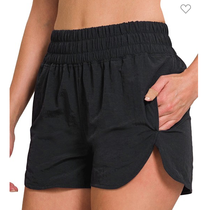 Black Smocked Shorts