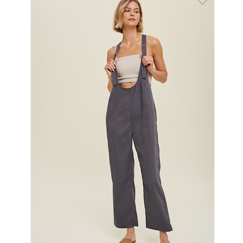 Charcoal Twill Overalls