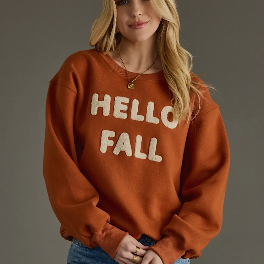 Rust Hello Fall Sweatshirt