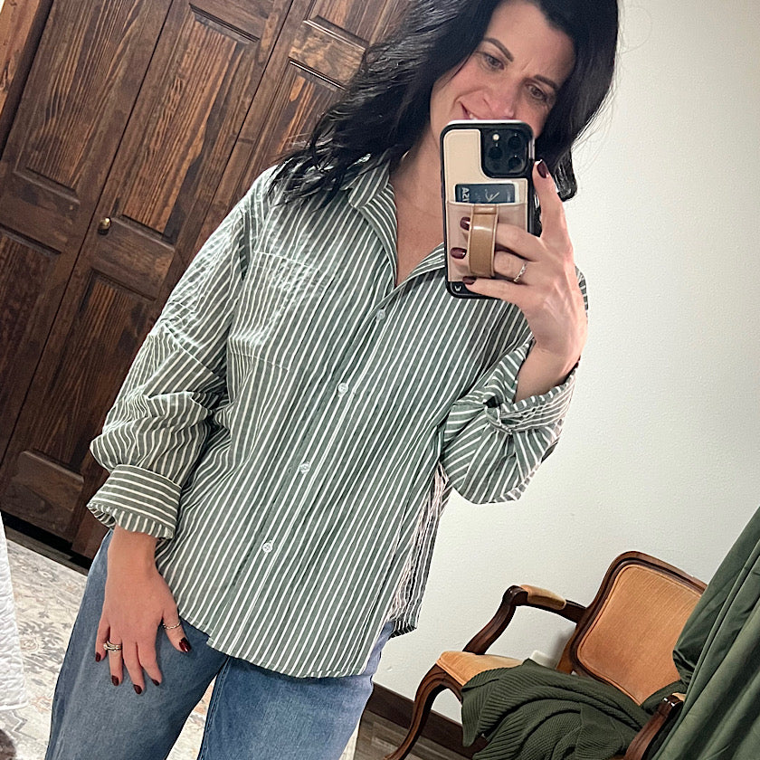 Striped Button-Up  Top