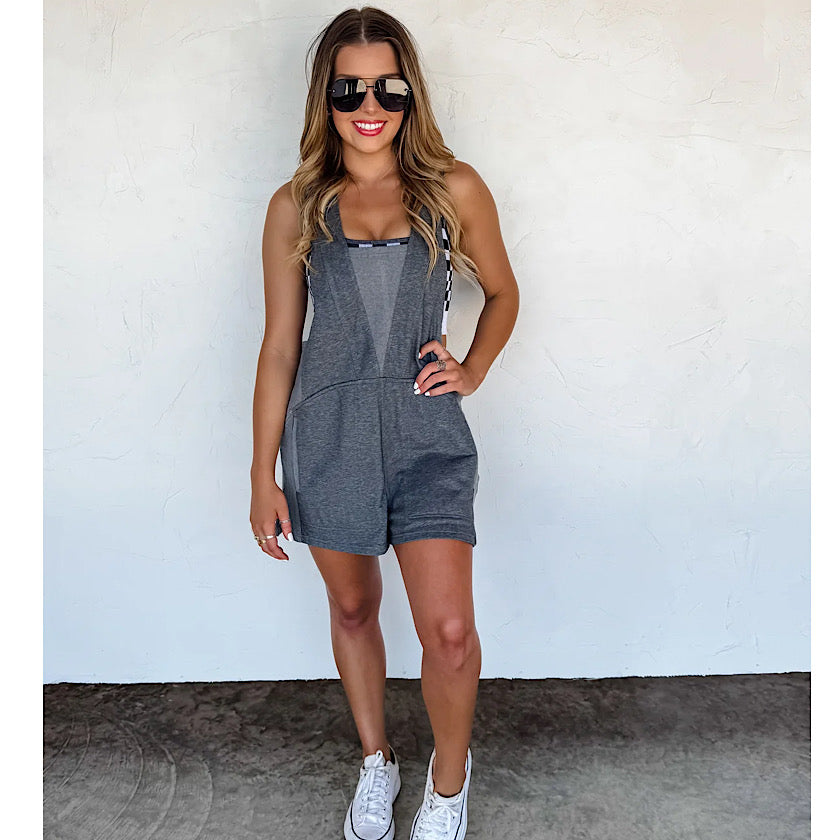 Blakeley Beach Please Romper-Charcoal