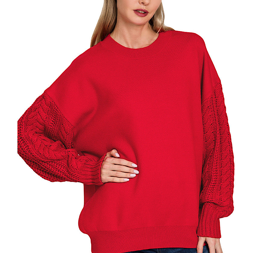 Ruby Cable Knit Sleeve Sweater