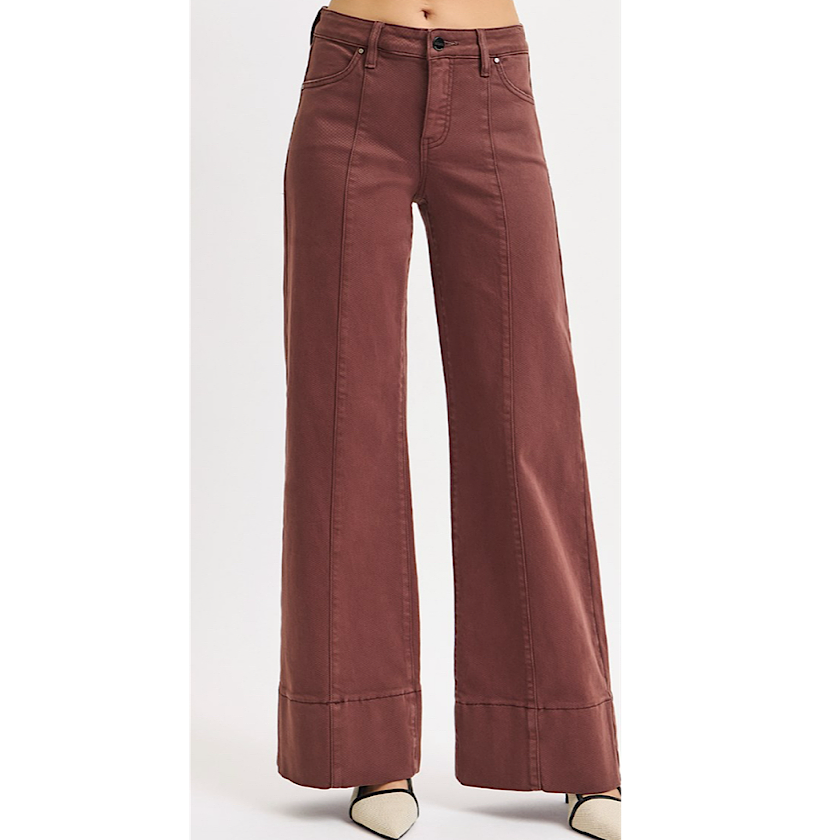 Risen Choco Tummy Control Wide Leg Denim 31.75"