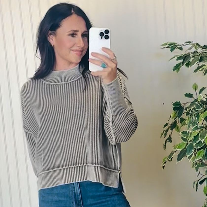 Mocha Oversized Cropped Sweater