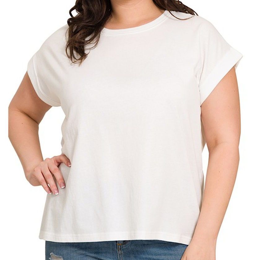 White Round Neck Top
