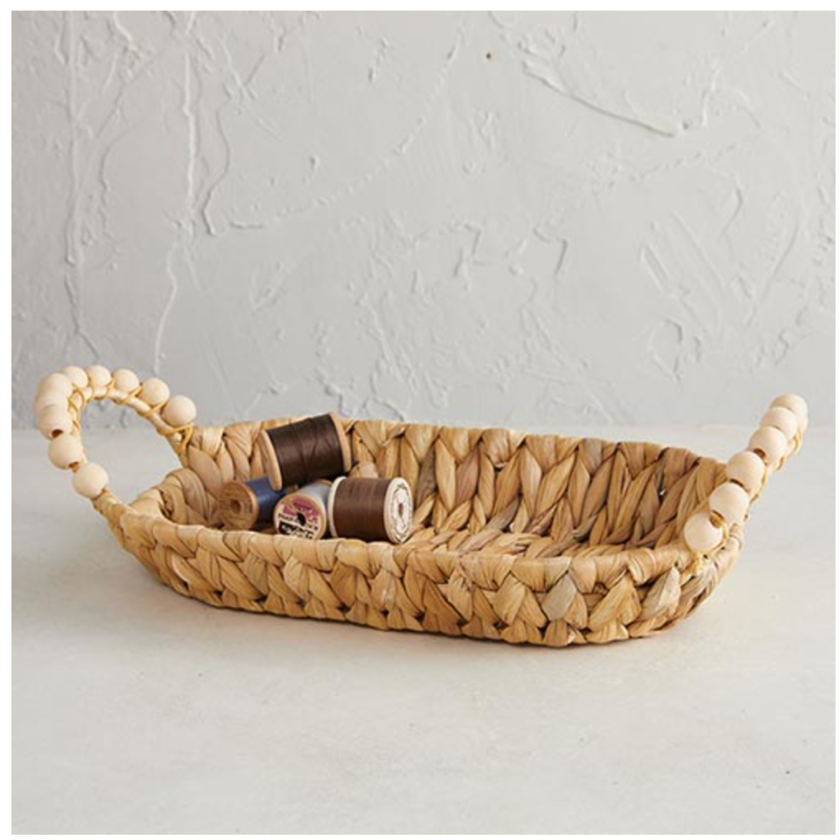 Beaded Seagrass Basket Round | Faithworks