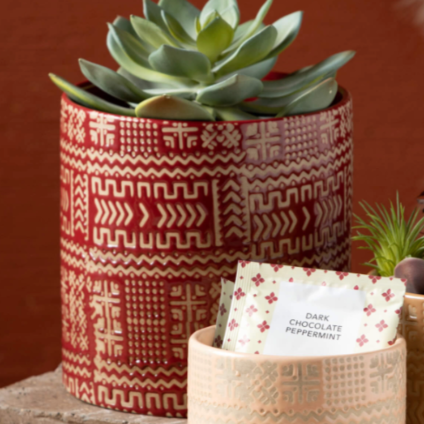 AZTEC TRIBAL PATTERN POT TRIO