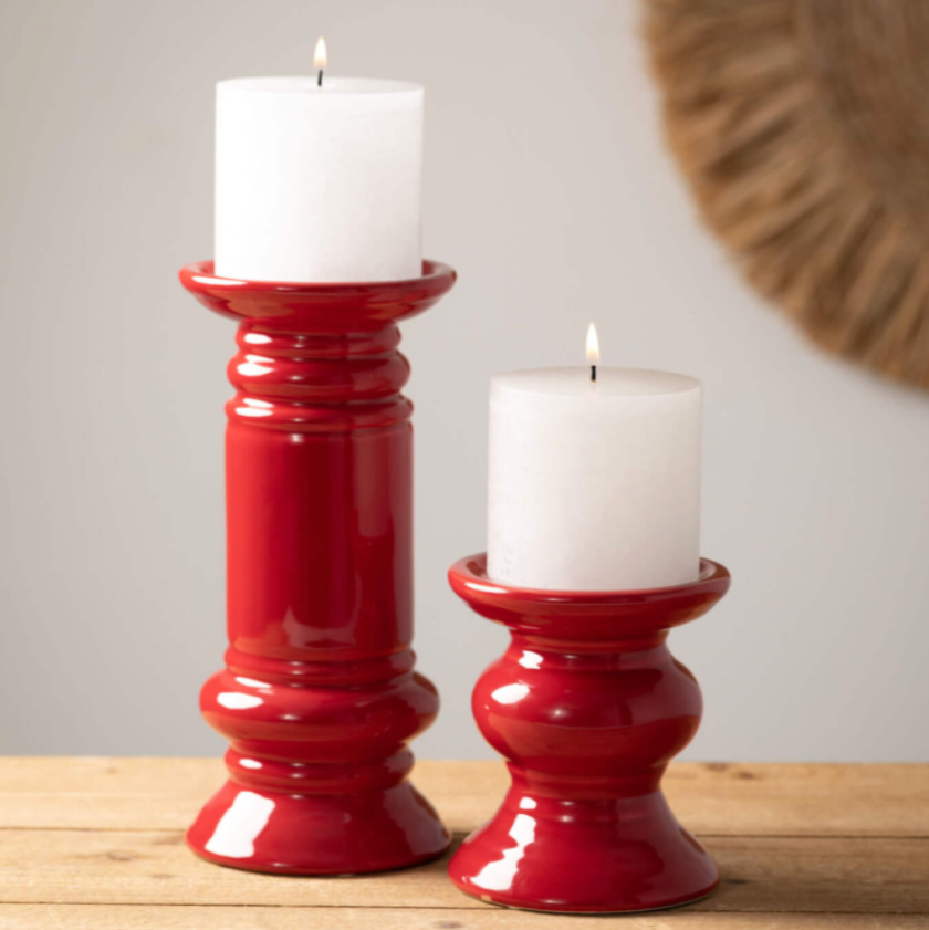 Red Pillar Candleholder