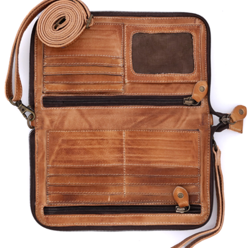 Templeton II Genuine Leather Handbag in Tan Rustic | Bed Stu