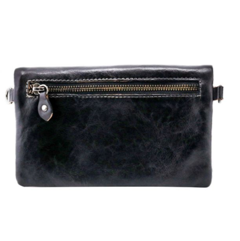 Cadence Genuine Leather Handbag in Black Rustic | Bed Stu