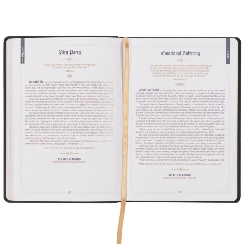 God's Daily Wisdom For Men Black Faux Leather Devotional