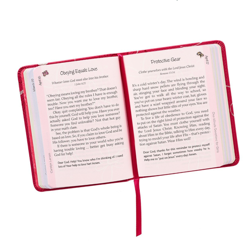 The One-Minute Devotions for Girls Pink Faux Leather Devotional