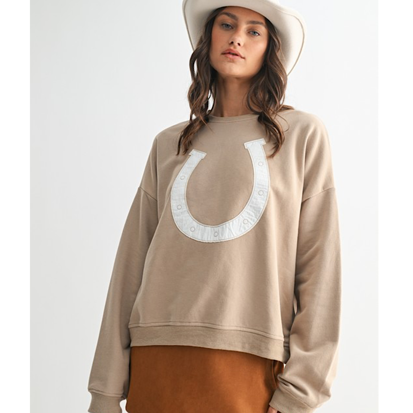 Taupe Horseshoe Crew Neck