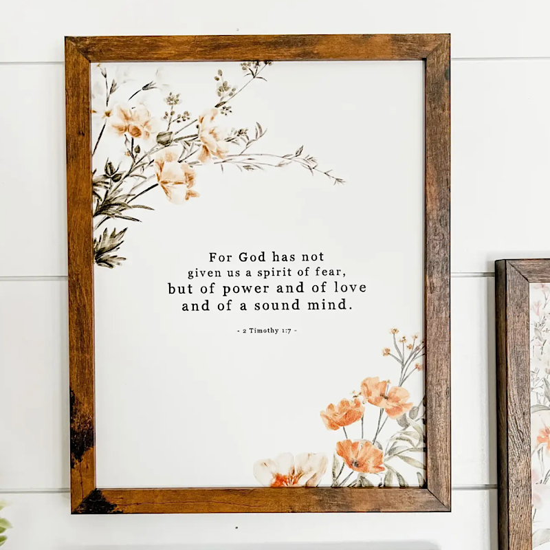 Bible Verse Scripture Signs - 2 Timothy 1:7 Verse -  WillowBee Signs & Designs