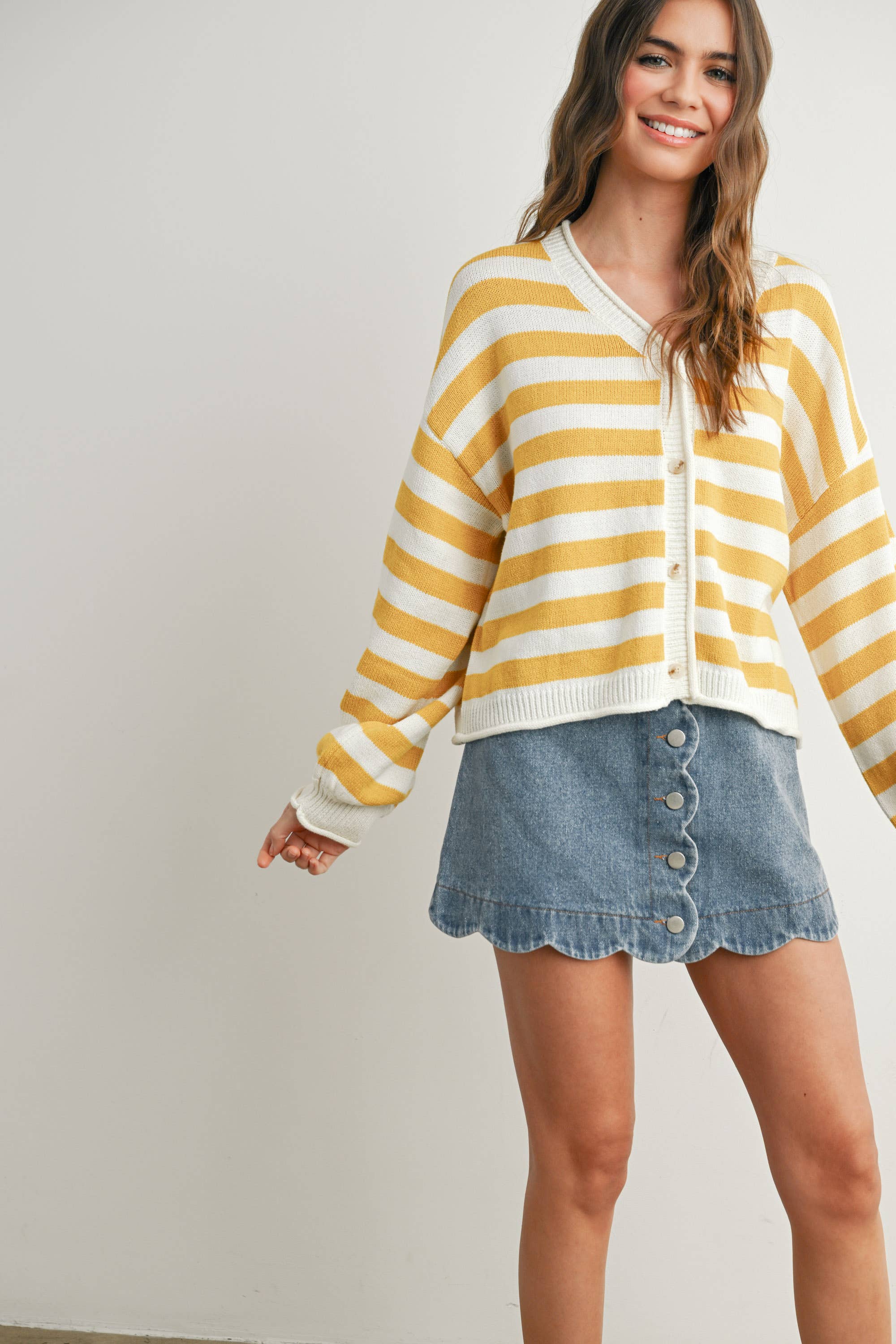 Stripe Button Cardigan