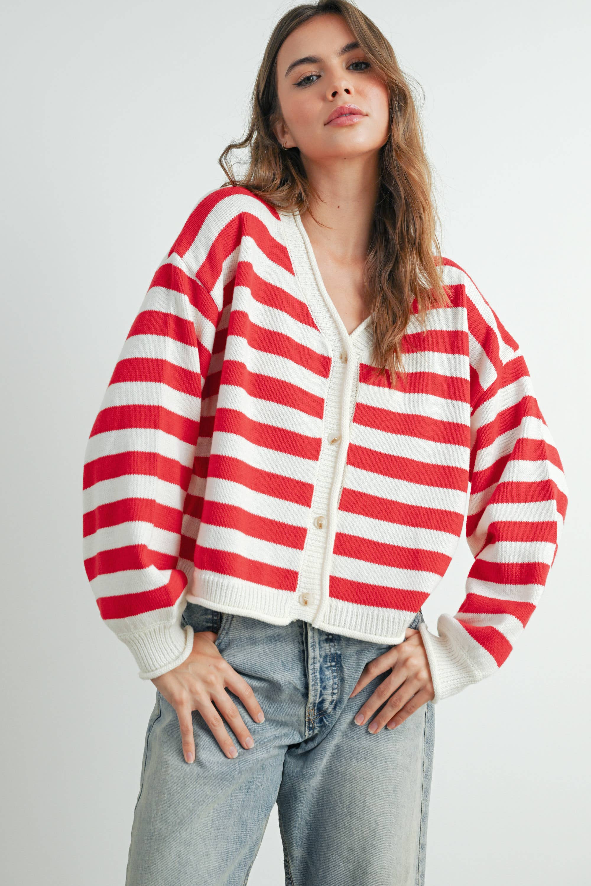 Stripe Button Cardigan