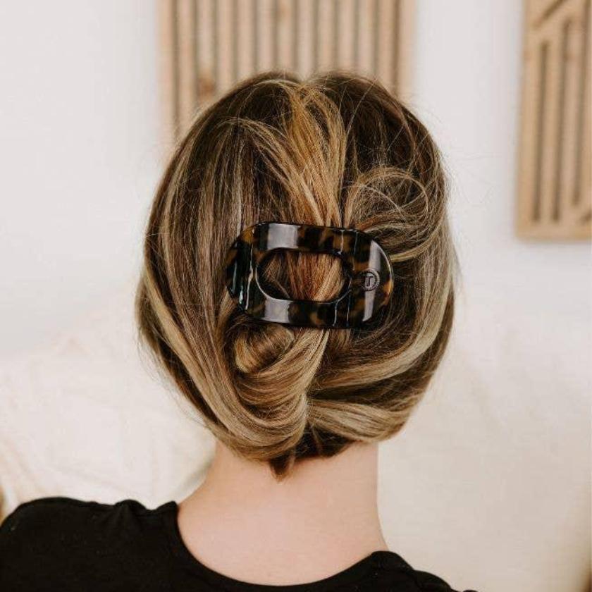 TELETIES - Round Flat Hair Clip | Small | Tortoise