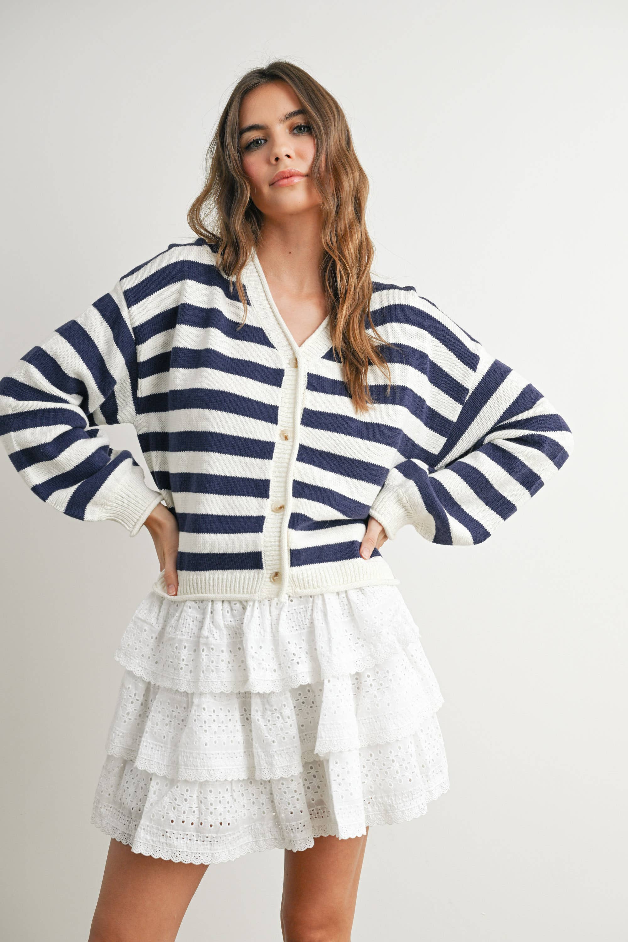 Stripe Button Cardigan