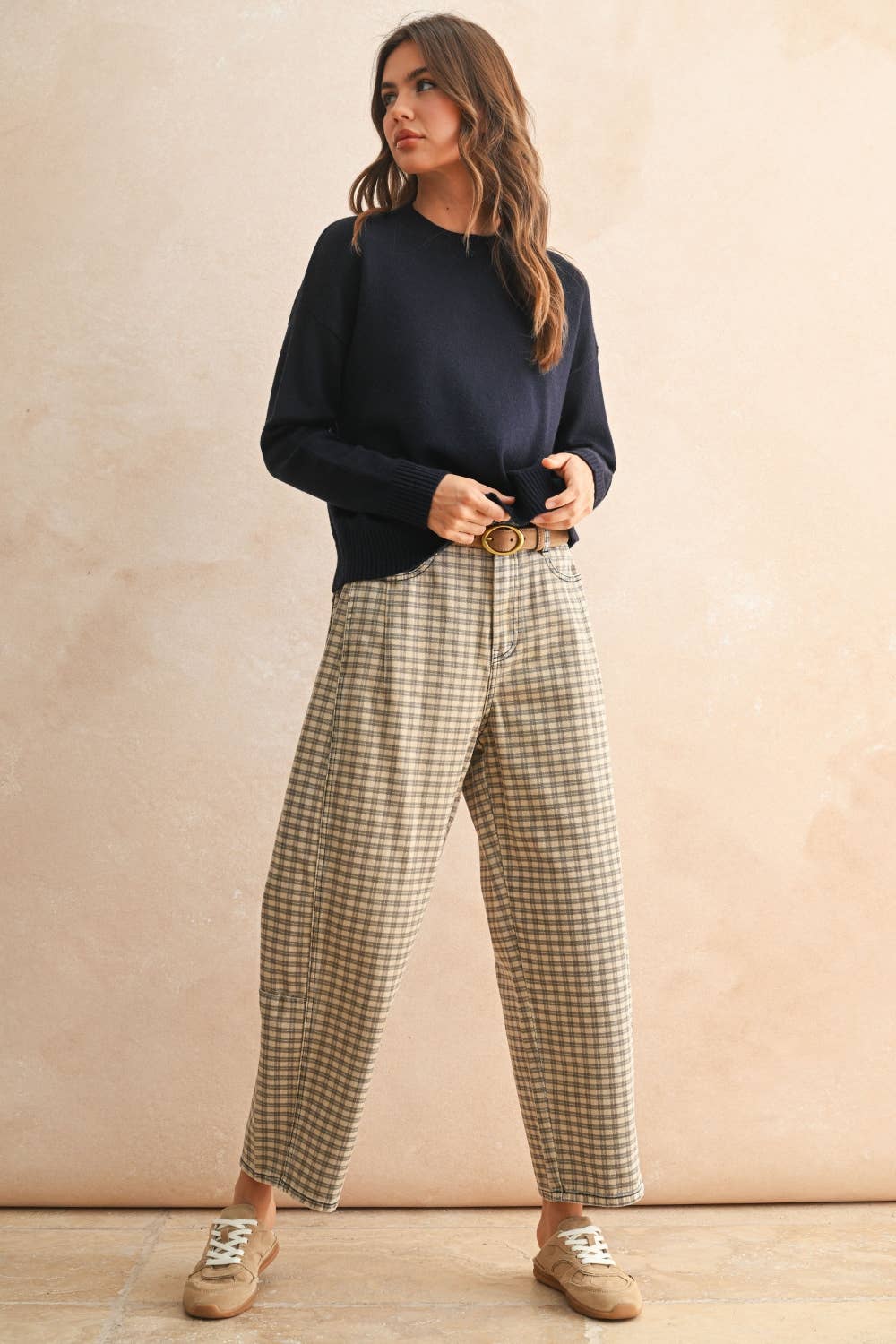 Mini Checker Barrel Pants