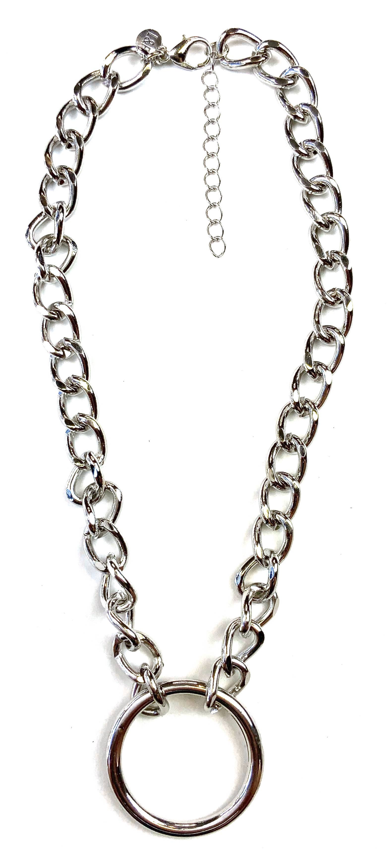 Curb Chain w/Ring-Silver Necklace