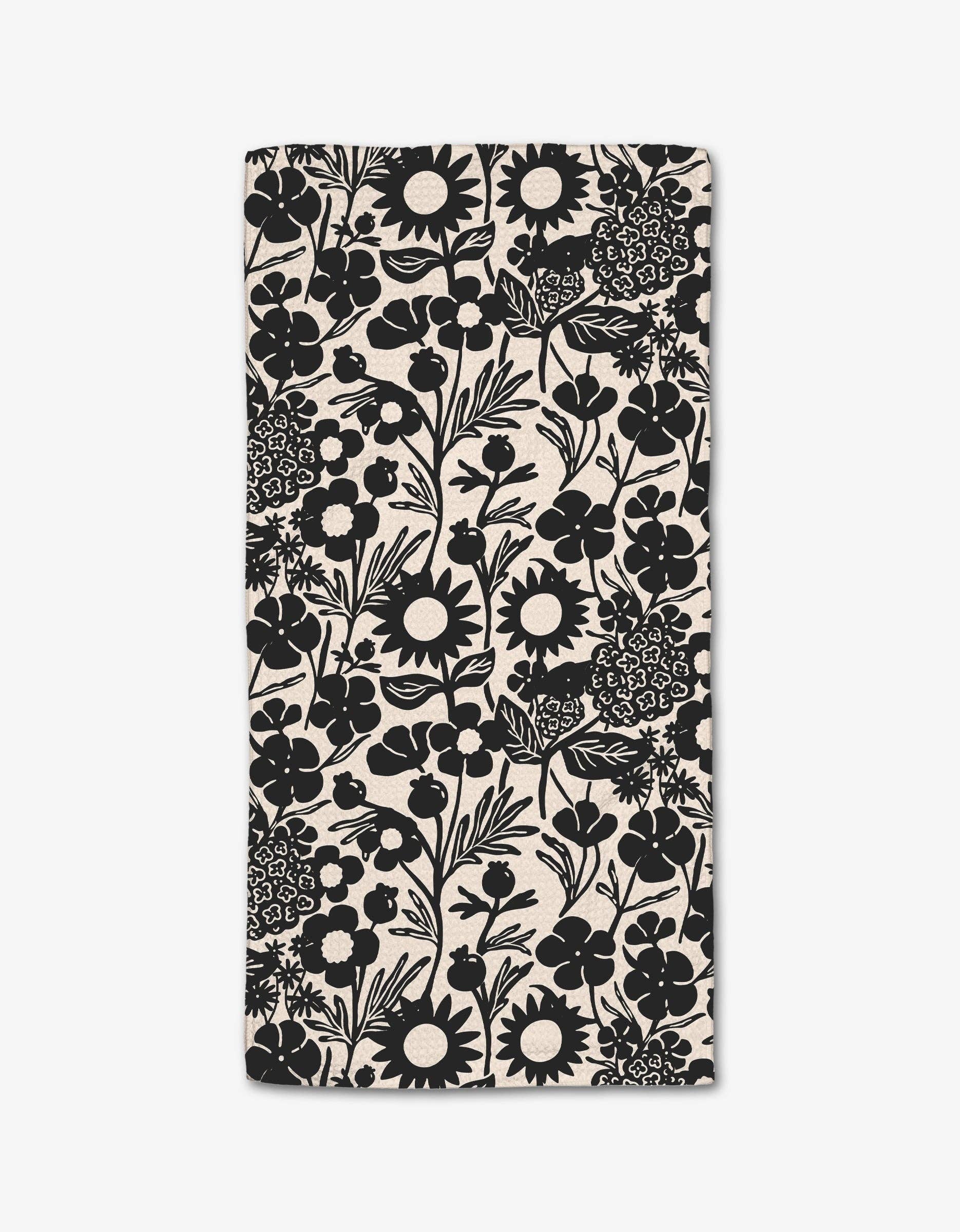 Geometry - Black Flower  Garden Bar Towel
