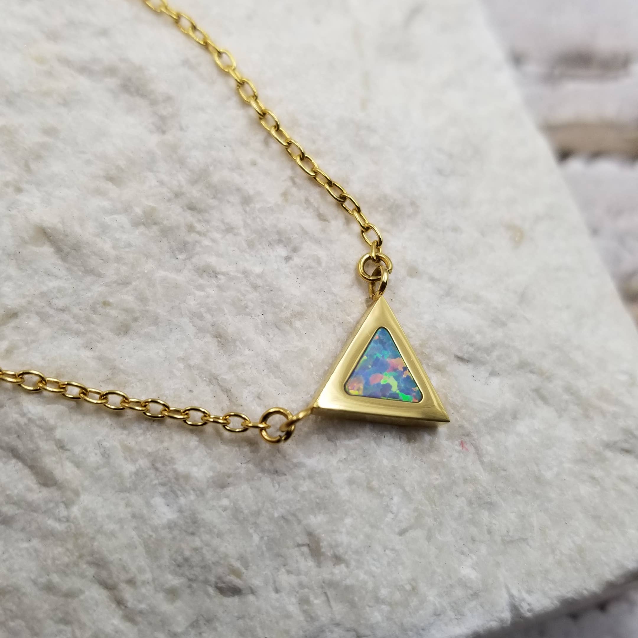 Titanium Steel Shiny Triangle Necklace