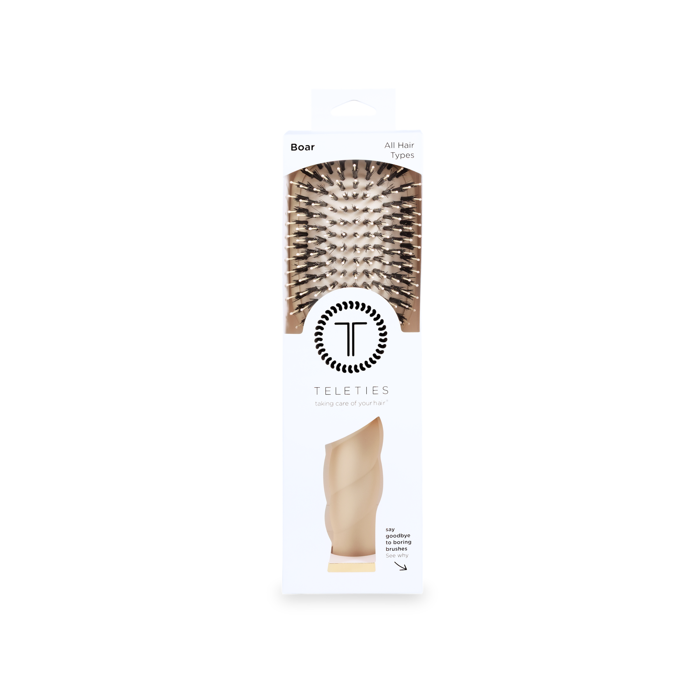 TELETIES - Boar Bristle Hair Brush | Tan