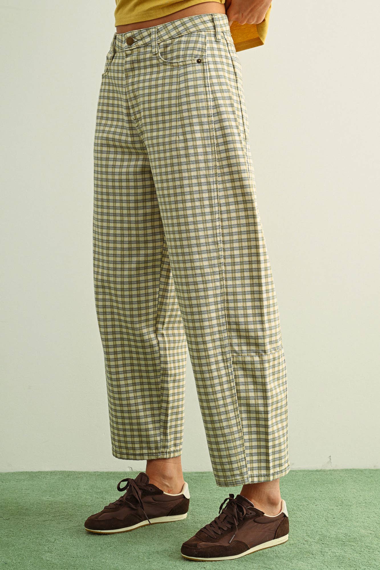 Mini Checker Barrel Pants