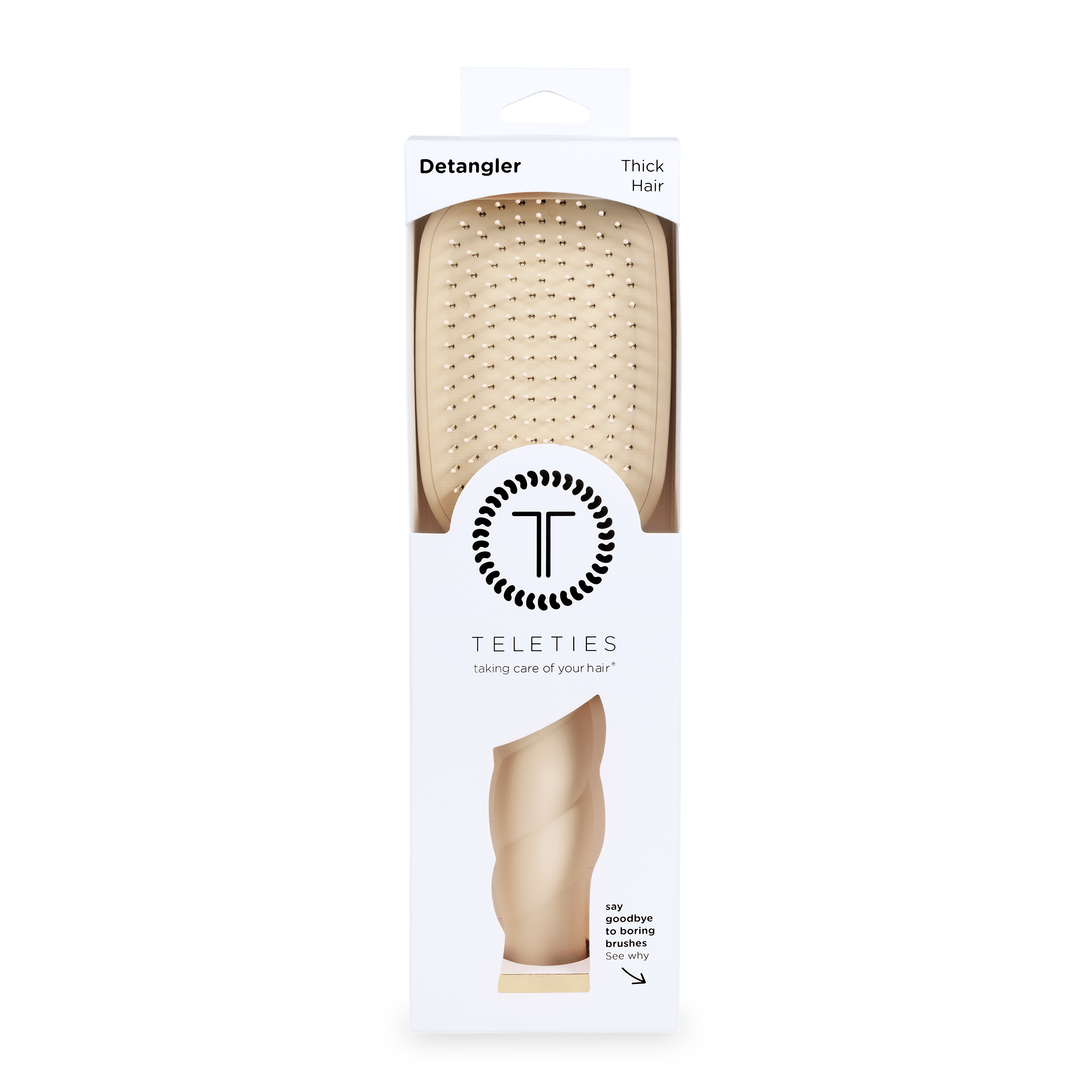 TELETIES - Detangler Hair Brush for Thick Hair - Tan