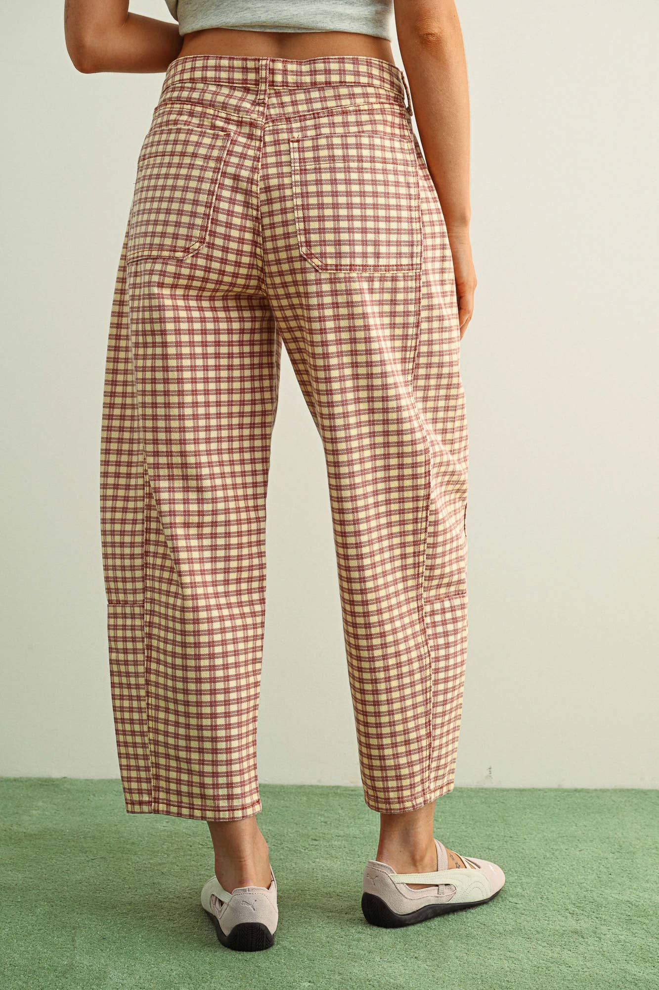 Mini Checker Barrel Pants