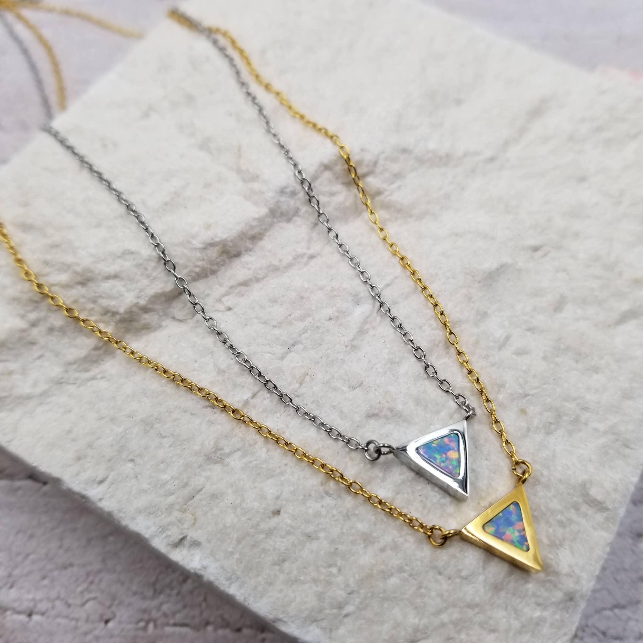 Titanium Steel Shiny Triangle Necklace