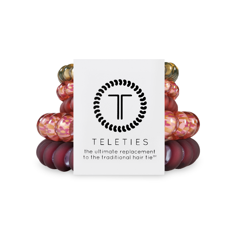 TELETIES - Spiral Hair Coils | Mixed Pack | Burgundy Bliss Hair Ties