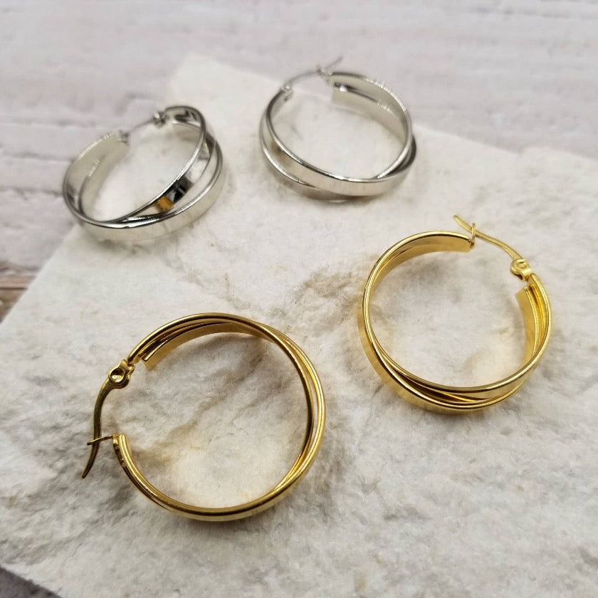 Geometric Double Hoop Earrings