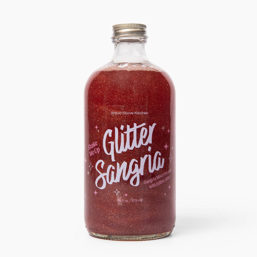 Bottle of 'Glitter Sangria' on a white background