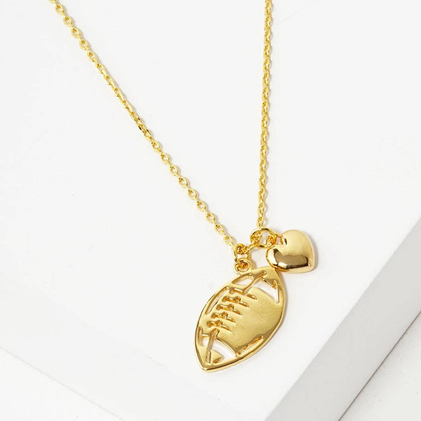18K Gold White Gold Dipped Football Necklace