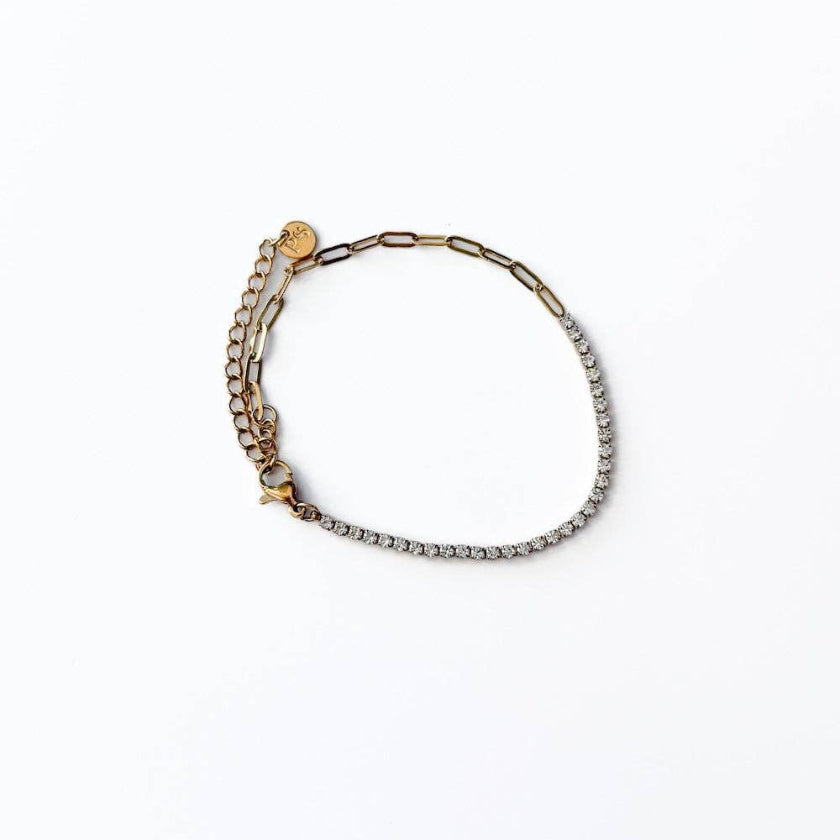 Bracelet with gold and silver chain on a white background