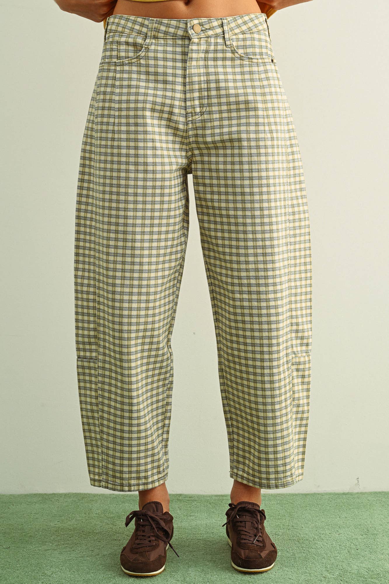 Mini Checker Barrel Pants