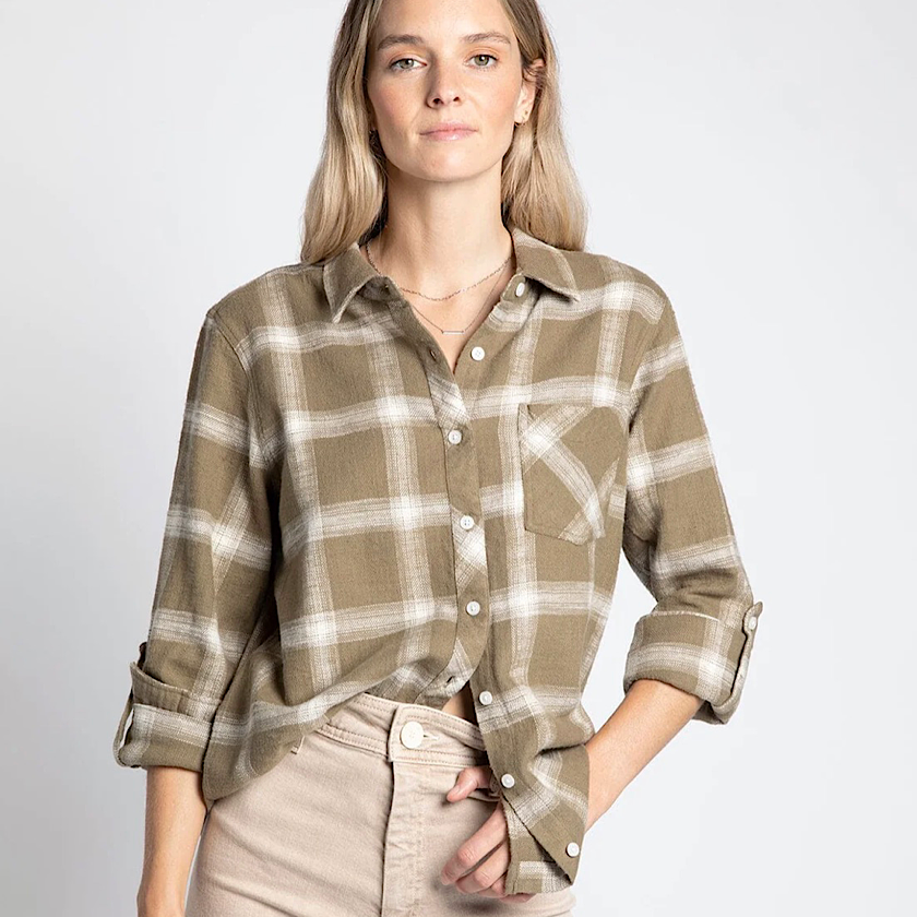 Ashton Shirt in Olive Ivory Plaid by Thread & Supply