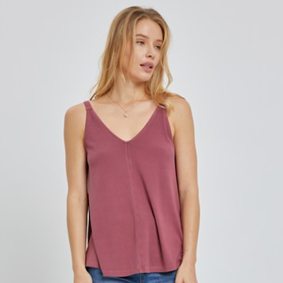 Sangria Ribbed Flowy Tank