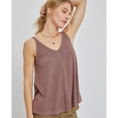 Brown Ribbed Flowy Tank The Shops SD