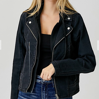 Black jean moto shop jacket