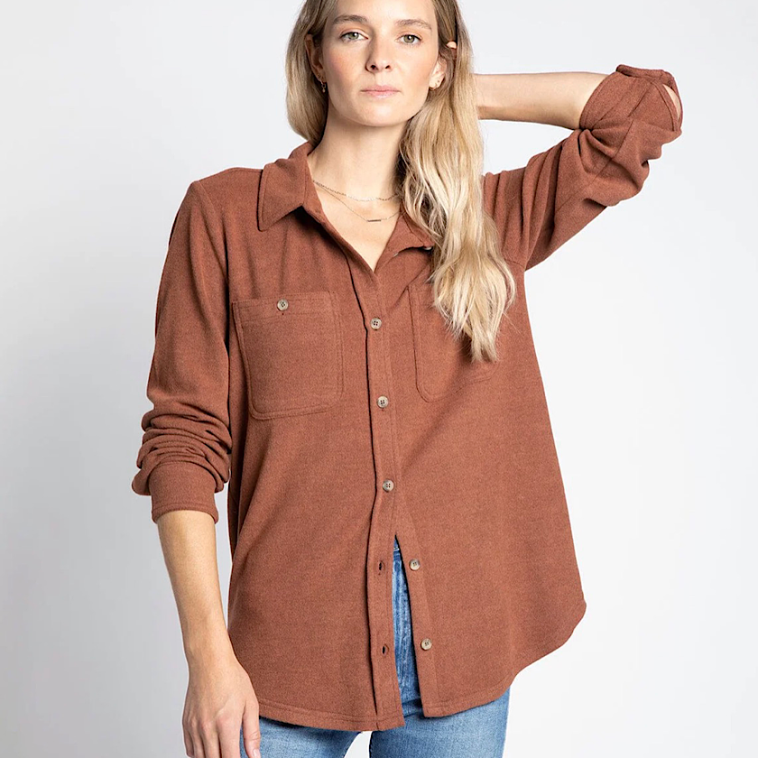 Lewis Shirt in Heather Cognac by Thread & Supply