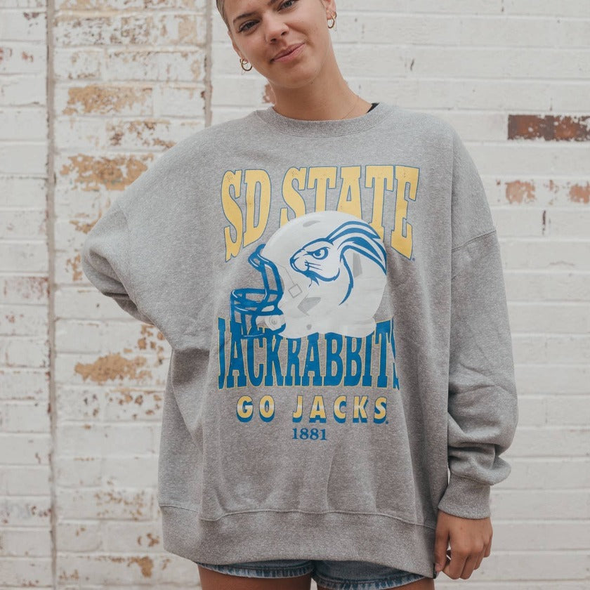 Gameday Social Apparel Co.® - SDSU Murray Hippie Helmet - Oversized Fleece Crewneck