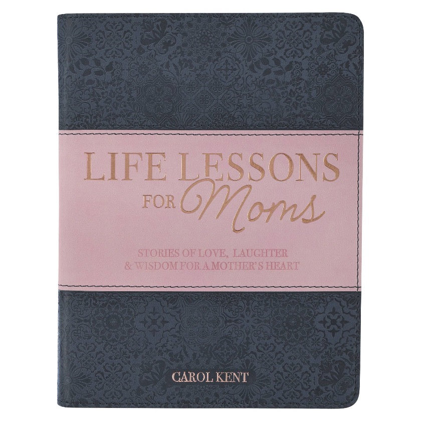 Christian Art Gifts - Life Lessons for Mom Gray and Pink Faux Leather Gift Book