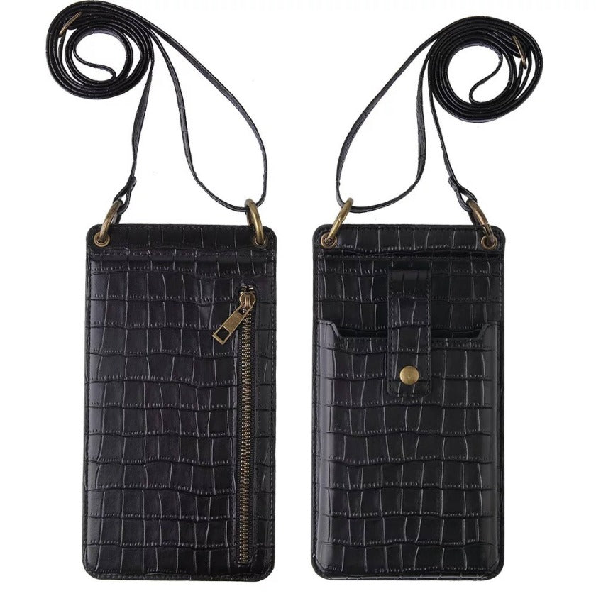 Croc Crossbody Phone Bag | Phone Carrier Wallet Pouch Purse