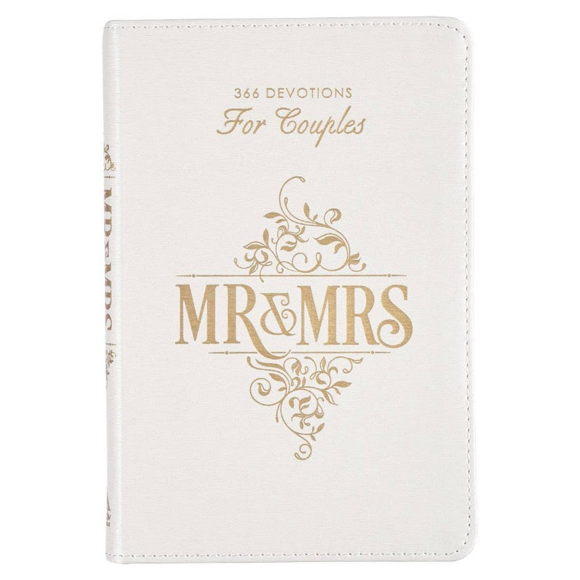 Christian Art Gifts - Mr. & Mrs. 366 Devotions for Couples White Faux Leather Devo