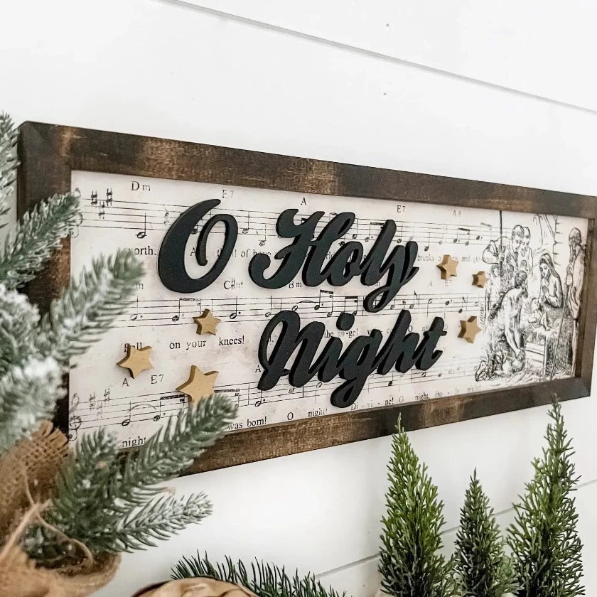 Oh Holy Night Christmas Sign - WillowBee Signs & Designs