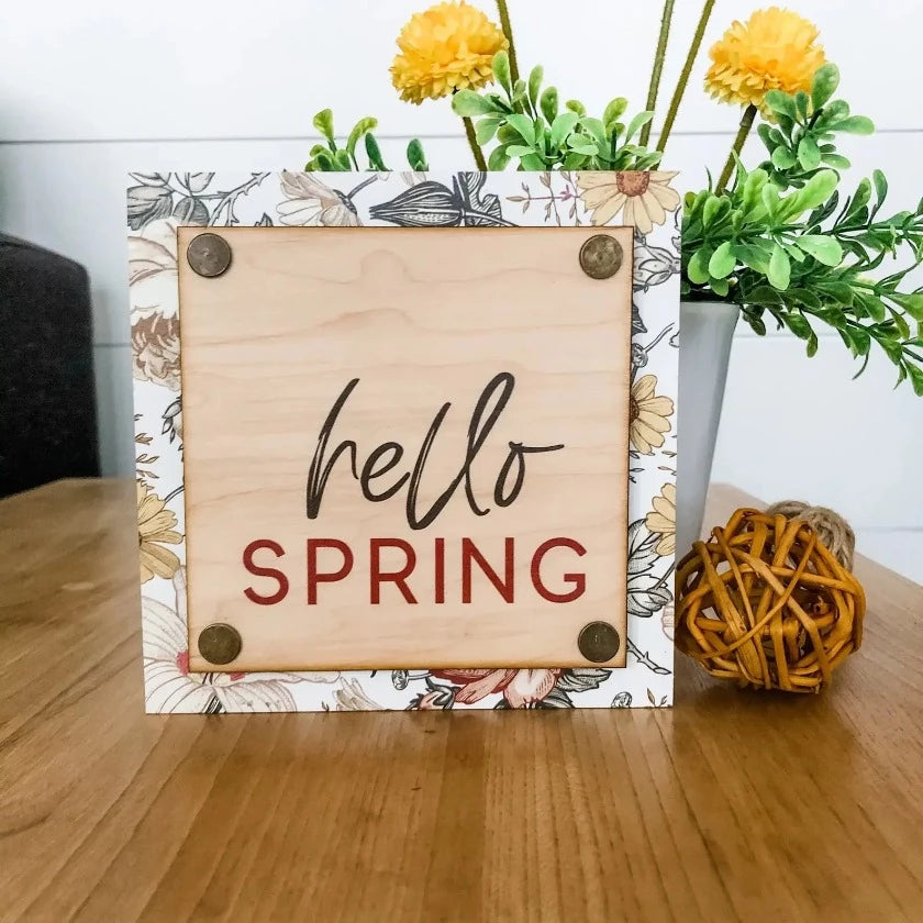 Hello Spring Mini Wood Sign