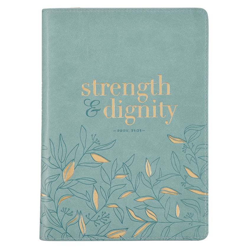 Christian Art Gifts - Strength and Dignity Faux Leather Journal - Proverbs 31:25