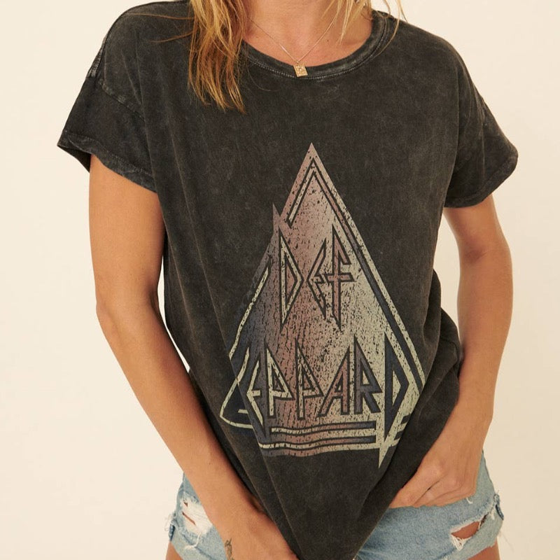 Mineral-Washed Def Leppard Graphic Tee